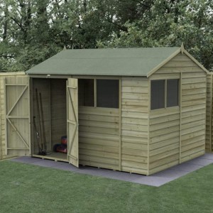 4Life Overlap Pressure Treated 10 x 8 Reverse Apex Double Door Shed